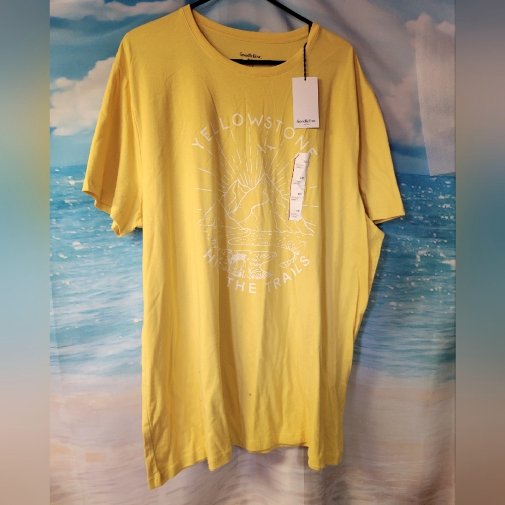 Goodfellow & Co NWT Men's Yellow Graphic T-Shirt Yellowstone‎ Park Size XXL